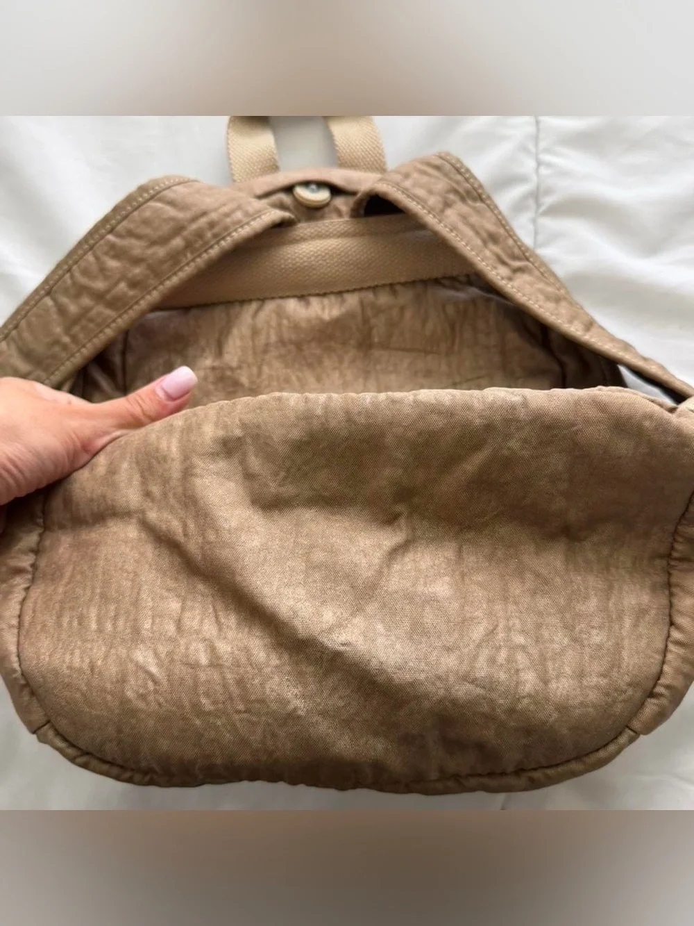 Kipling Rose Gold Metallic Backpack Medium Bag with Monkey Key chain charm
